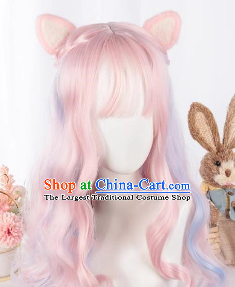 Harajuku Soft Girl Lolita Long Curly Hair Rainbow Color Cute Girl Cute Girl Cos Wig