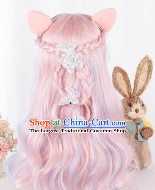 Harajuku Soft Girl Lolita Long Curly Hair Rainbow Color Cute Girl Cute Girl Cos Wig