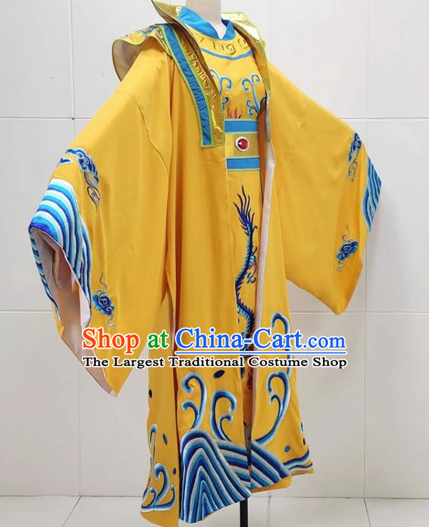 Golden Drama Costumes Ancient Costumes Shaoxing Opera Huangmei Opera Niche Embroidered Dragons Water Legs Large Cuffs Qinghe King Dragon Robe Emperor Prince Clothes