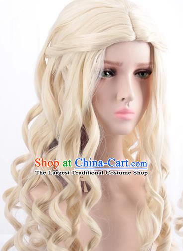 Queen Beige Middle Parted Long Curly Hair Cosplay Anime Wig