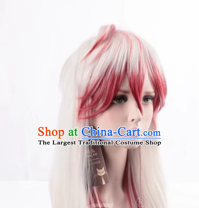 Onmyoji Demon Fox Fox Faced Elegant Man With Silver White Gradient Red COS Wig