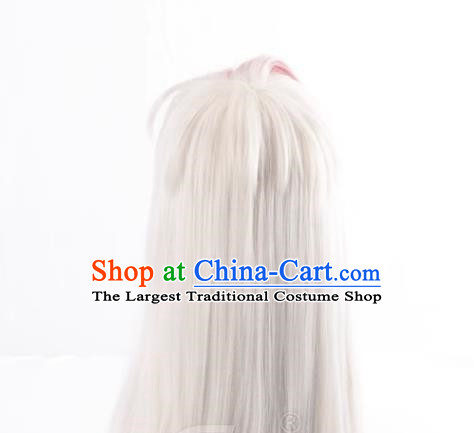 Onmyoji Demon Fox Fox Faced Elegant Man With Silver White Gradient Red COS Wig