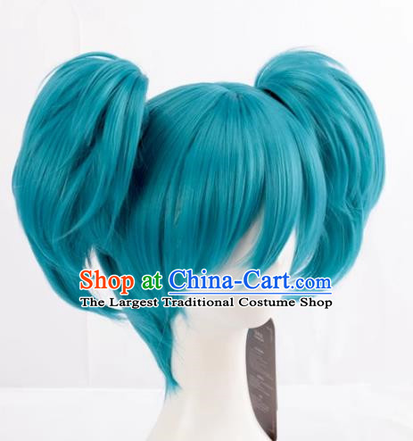 Cosplay Sally Face Sally  Face Mixed With Blue Lake Blue Twin Ponytails Anime Wig