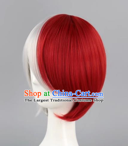 Todoroki My Hero Academia Red And White Short Straight Hair Cosplay Wig