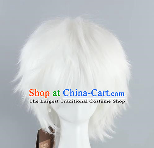 Gintama Sakata Gintoki Minghu Reversed Fluffy Qisili White Men Short Hair Cos Wig