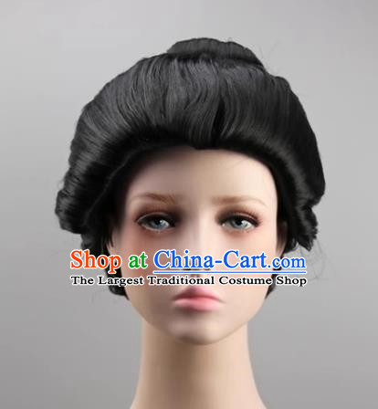 Japanese Geisha And Oiran Large Pan Head Costume Imperial Concubine Head Black Female Performance COS Wig