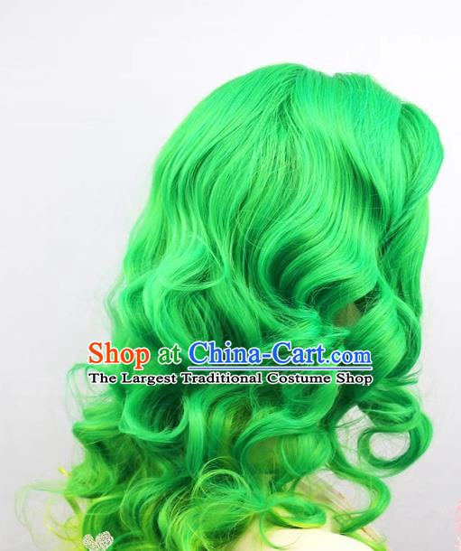 Green Yellow Wig Lady Gaga Hairstyle Long Curly Hair Gradient Color Cosplay