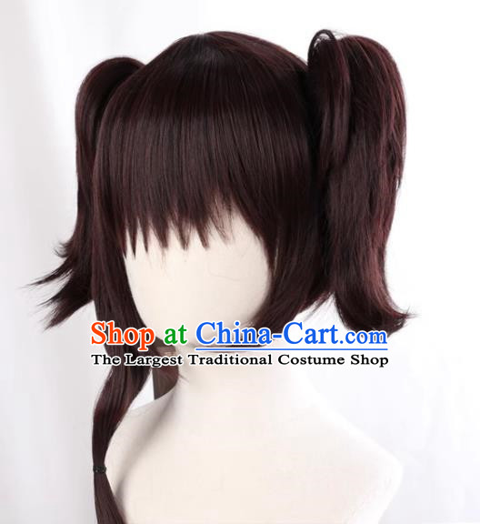 Iron Fortress Cabanelli Unnamed Dark Brown Split Double Tiger Clip Female Cosplay Wig