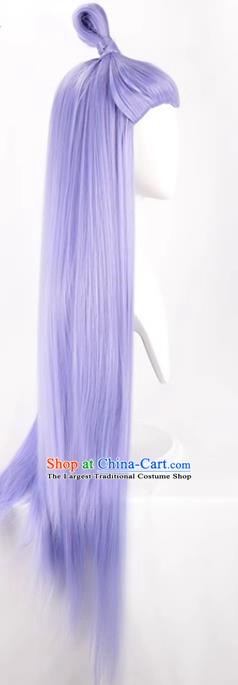 Nezha  Demon Boy Comes To The World Ao Bingbing Blue Purple Beauty Peak Ancient Costume Long Straight Hair Cos Wig