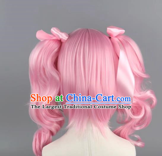 Bang Dream Aya Maruyama Light Pink Body Double Ponytail Short Curly Cosplay Wig