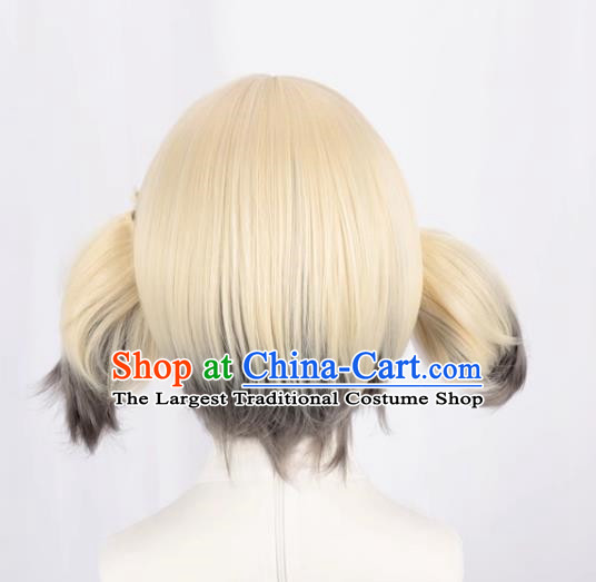 Arknights Ifrit Light Yellow Gradient Black And Gray Reversed Ponytail Cos Anime Wig