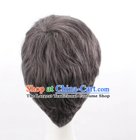 Stage Props Show Grandpa Wig Middle Aged Gray Male Short Hair Hood Cosplay Wig