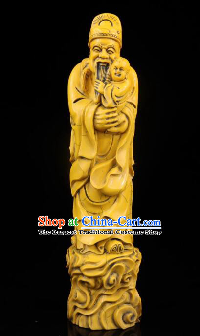 Chinese Handicraft Sculpture Handmade Statue Ox Bone Carving Collection