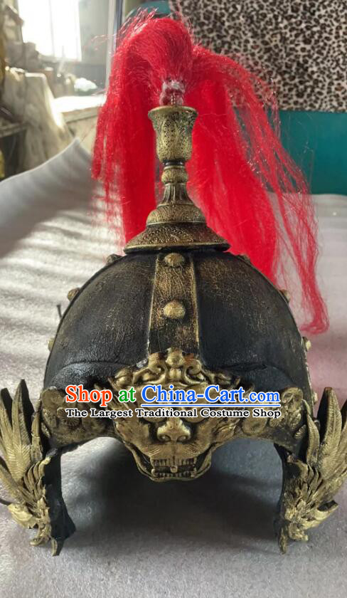 China Han Dynasty Warrior Headwear Ancient General Helmet Handmade Cosplay Officer Hat