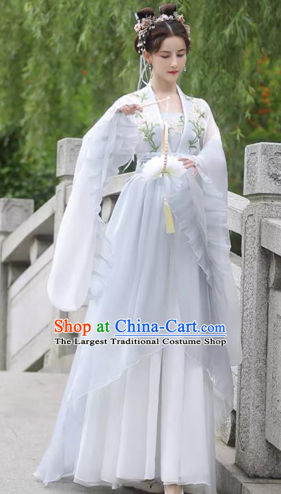 China Grey Fairy Dress Ancient Princess Hanfu Classical Dance Clothing Jin Dynasty Costume