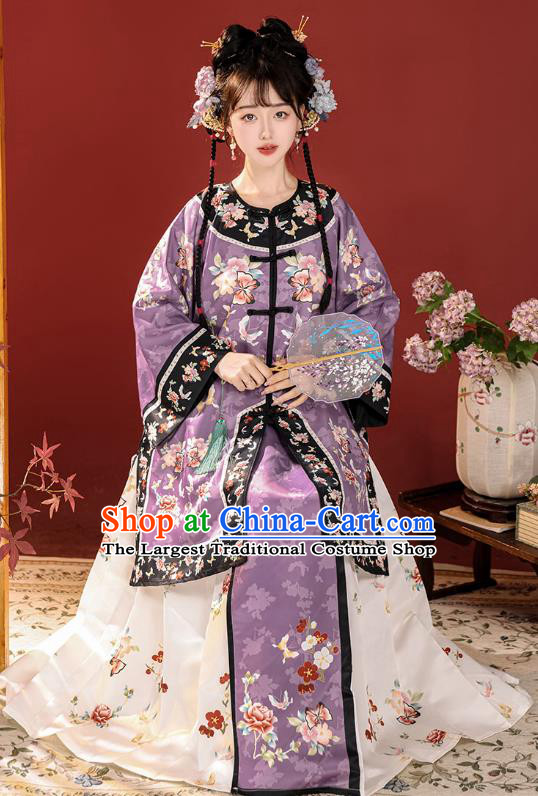 China Traditional Garments Ancient Court Woman Costumes Qing Dynasty Noble Lady Clothing