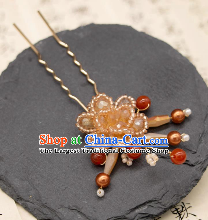 Handmade Hanfu Hair Jewelry China Ancient Empress Hairpin Ming Dynasty Princess Beads Hair Clip