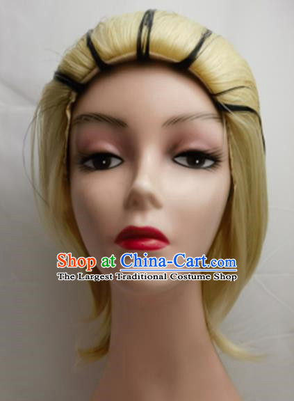 Cosplay Wig Set Kirabi COS Naruto 613 Yellow Back Head Dyed Short Custom Fake Hair