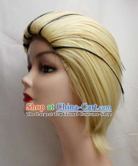 Cosplay Wig Set Kirabi COS Naruto 613 Yellow Back Head Dyed Short Custom Fake Hair