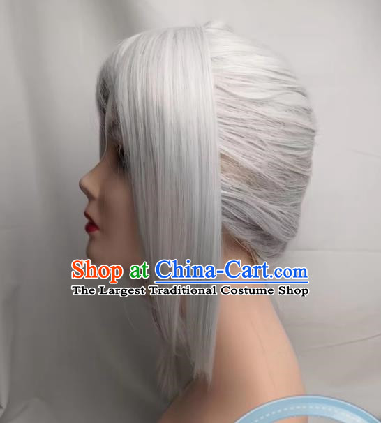 Wig COSPLAY Silver Partial Ponytail Fire Emblem Edelgard Anime Fake Hair