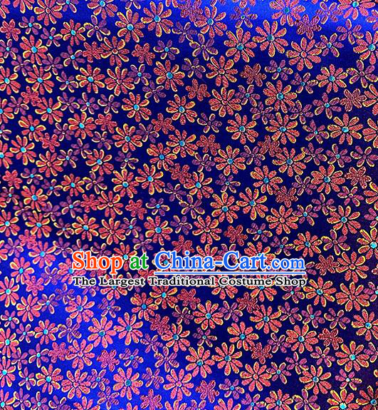 Asian Jacquard Cloth Chinese Traditional Daisy Pattern Design Royal Blue Silk Fabric Qipao Fabric