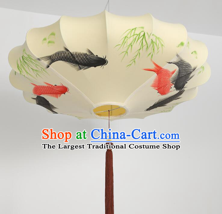 Traditional Hanging Lanern Chinese Palace Lantern Hand Painting Bamboo Fish Ceiling Lanterns