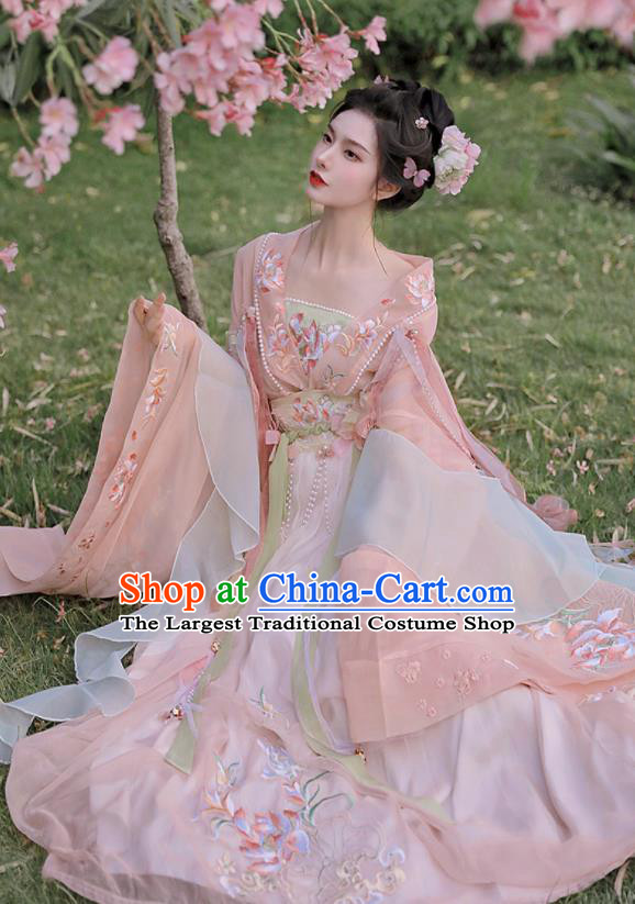 Chinese Traditional Hanfu Costumes Southern and Northern Dynasties Court Concubine Clothing Ancient Fairy Pink Dresses