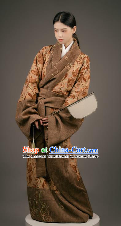 Chinese Classical Dance Costume Han Dynasty Palace Beauty Clothing Ancient Han Fu Straight Front Robe