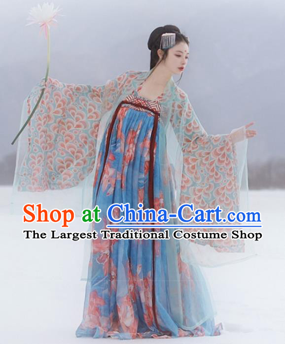 Chinese Hanfu Dresses Ru Qun and Cape Ancient Empress Costumes Tang Dynasty Imperial Consort Clothing