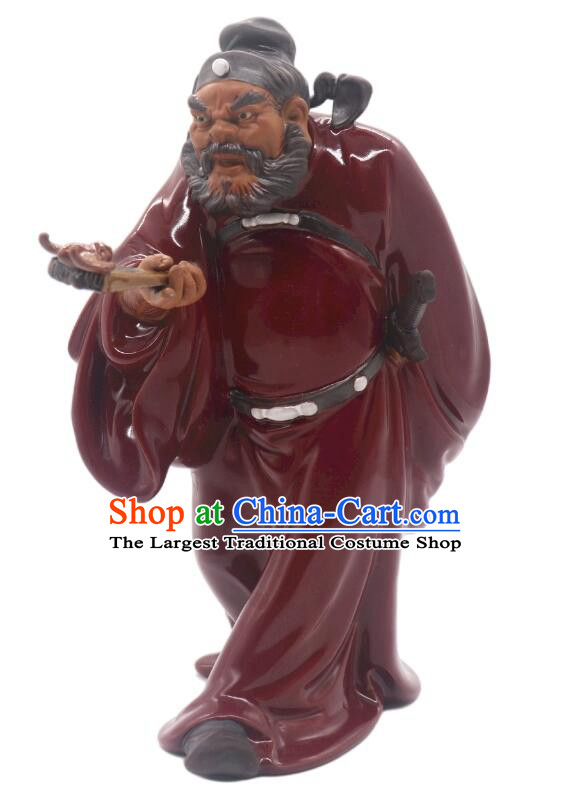 Chinese Hand Made Shi Wan Figurine Ceramics Artistic Zhong Kui Statue Bringing Blessings To Hall