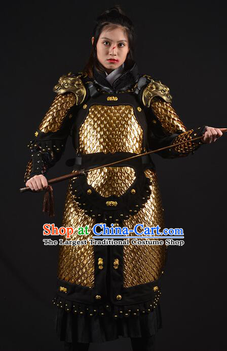 Chinese Ancient General Chain Armor Costumes Ming Dynasty Hauberk Metal Armor for Women for Men