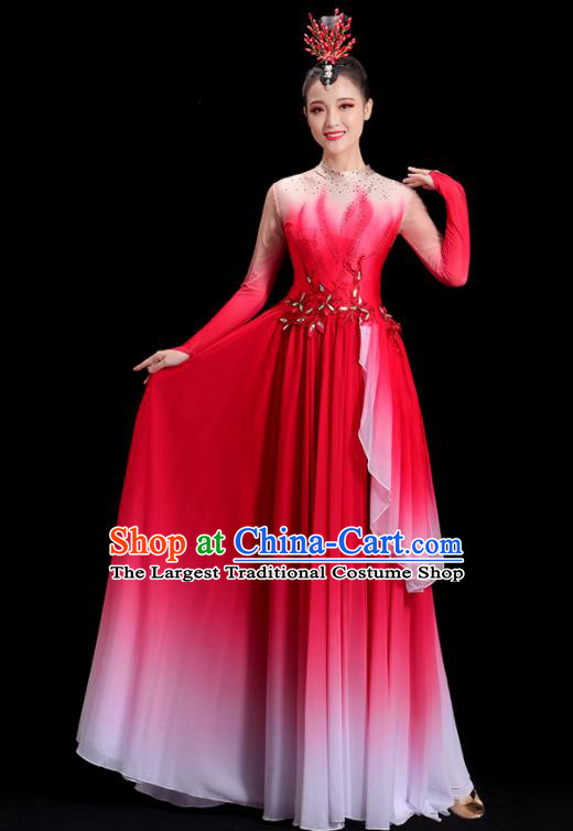 China In The Light Women Group Stage Show Red Dress Classical Dance Costume Opening Dance Clothing Umbrella Dance Fashion