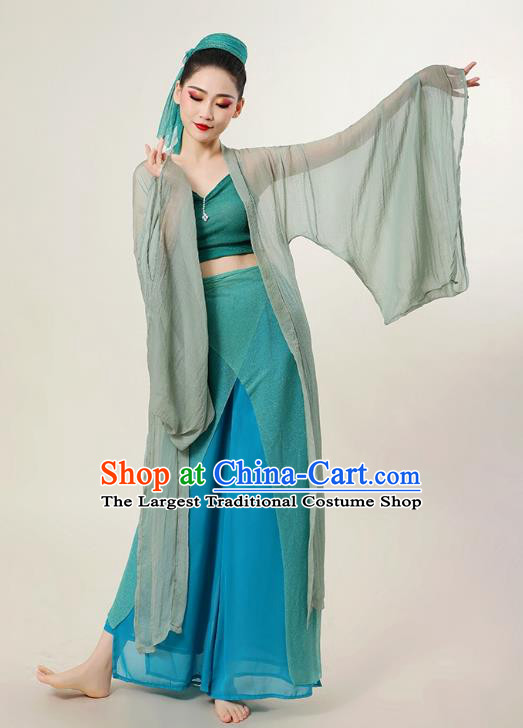 China Classical Dance Costume Legend of the White Snake Xiao Qing Fashion Fan Dance Green Outfit Woman Solo Dance Clothing