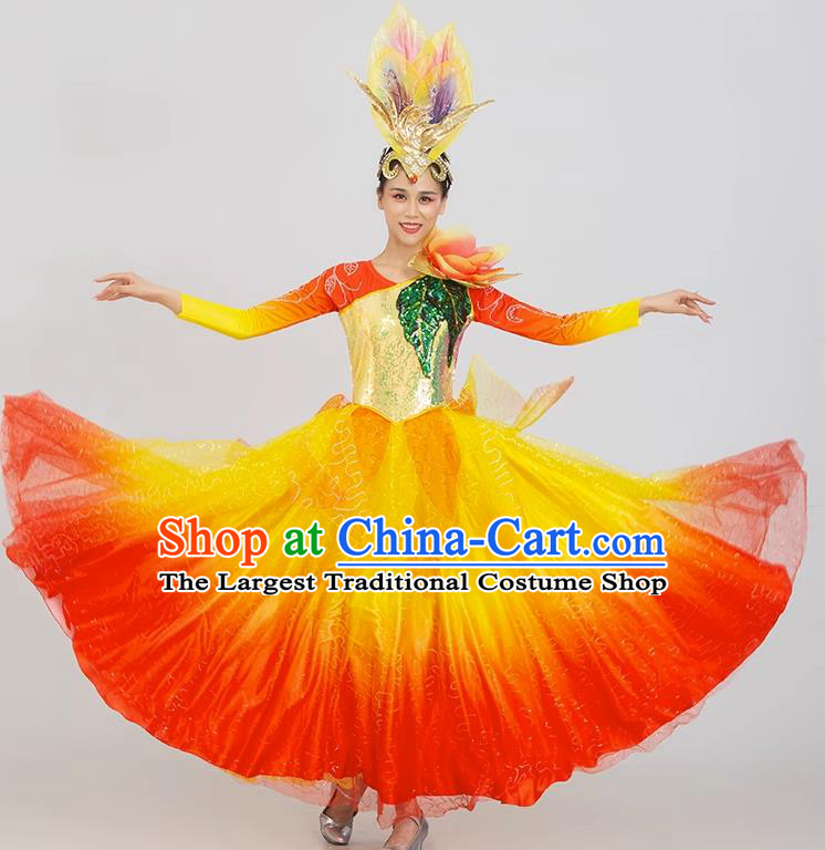 Top Women Group Dance Clothing Opening Dance Costume Chorus Performance Dance Fashion Modern Dance Red Dress