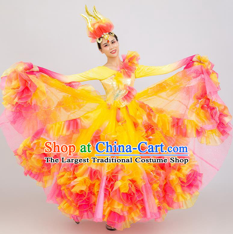 Top Modern Dance Dress Women Group Dance Clothing Opening Dance Costume Flowers Dance Fashion