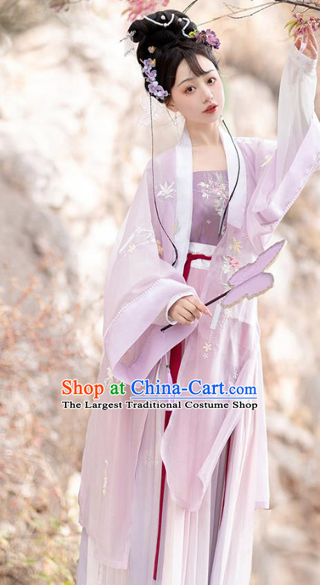 China Ming Dynasty Princess Purple Dresses Ancient Noble Lady Garment Costumes Hanfu Embroidered Clothing