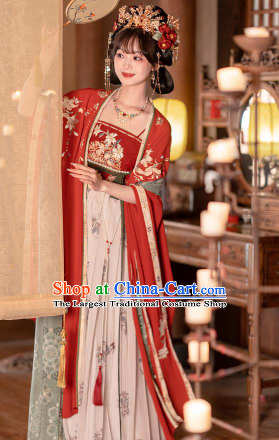 China Traditional Hanfu Hezi Dresses Tang Dynasty Royal Princess Wedding Clothing Ancient Court Lady Garment Costumes