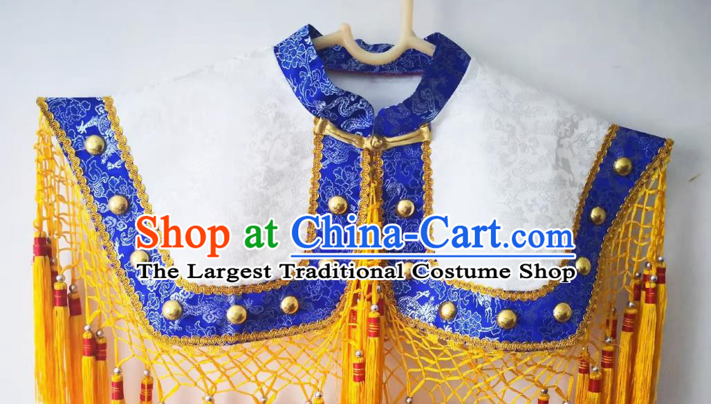 Chinese Folk Dance God White Brocade Tippet Sacrifice Dancing Clothing Witchcraft Performance Cappa