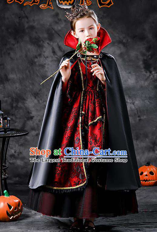 Halloween Queen Clothing Girl Stage Show Costume Cosplay Witch Fashion Kid Performance Dress