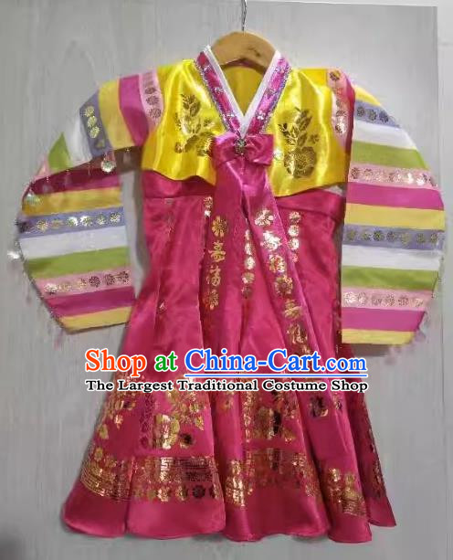 Korean Ethnic Group Hand Drum Dance Dress Little Girl Stage Performance