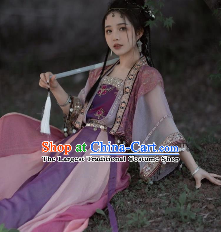 Zixuan Hanfu Women Song Dynasty Short Pair Of Cardigans With Slings And Half Sleeved Vests Twelve Torn Skirts