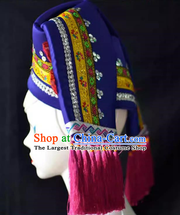 Guangxi Women Adult Minority Performance Hat Zhuang Nationality Folk Song Advanced Embroidery Handmade Headwear