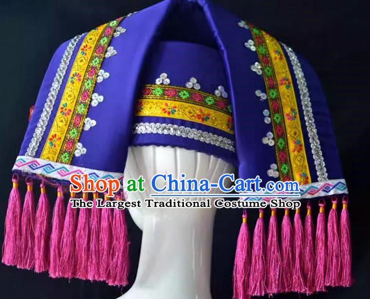 Guangxi Women Adult Minority Performance Hat Zhuang Nationality Folk Song Advanced Embroidery Handmade Headwear