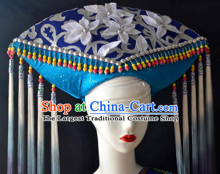 Guangxi Women Adult Minority Performance Hat Zhuang Nationality Folk Song Advanced Embroidery Handmade Headwear