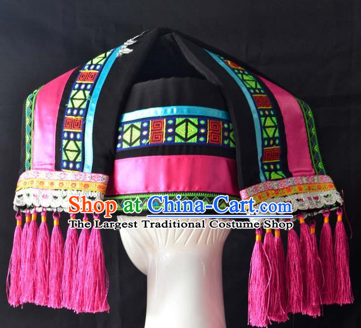 Guangxi Women Adult Minority Performance Hat Zhuang Nationality Folk Song Advanced Embroidery Handmade Headwear