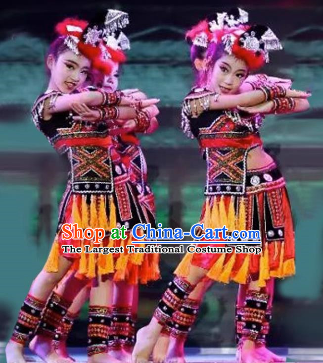 Children Dance Performance Costumes Girls Miao Zhuang Yao Minority Performance Costumes