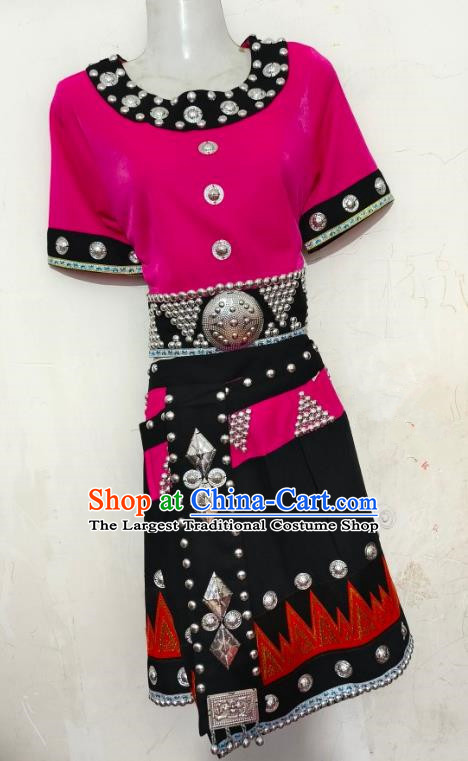 China Ethnic Yunnan Wa Minority Costumes National Festival Costumes Dance Performance Costumes