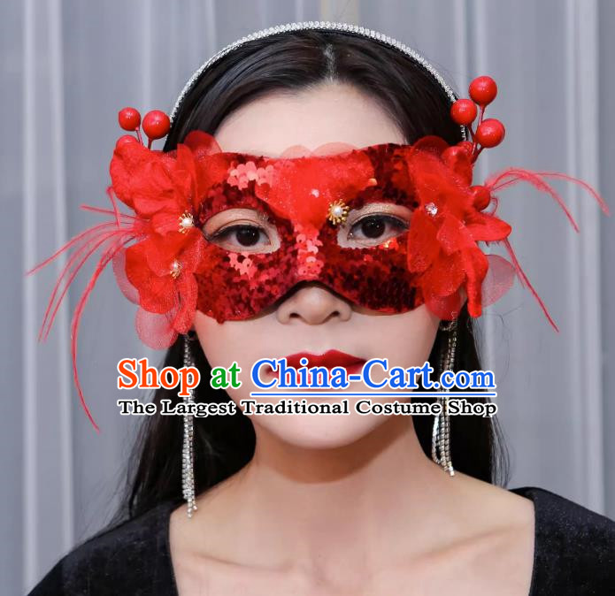 Christmas Red Mask Half Face Show Sexy Wedding Mask Masquerade Party Halloween