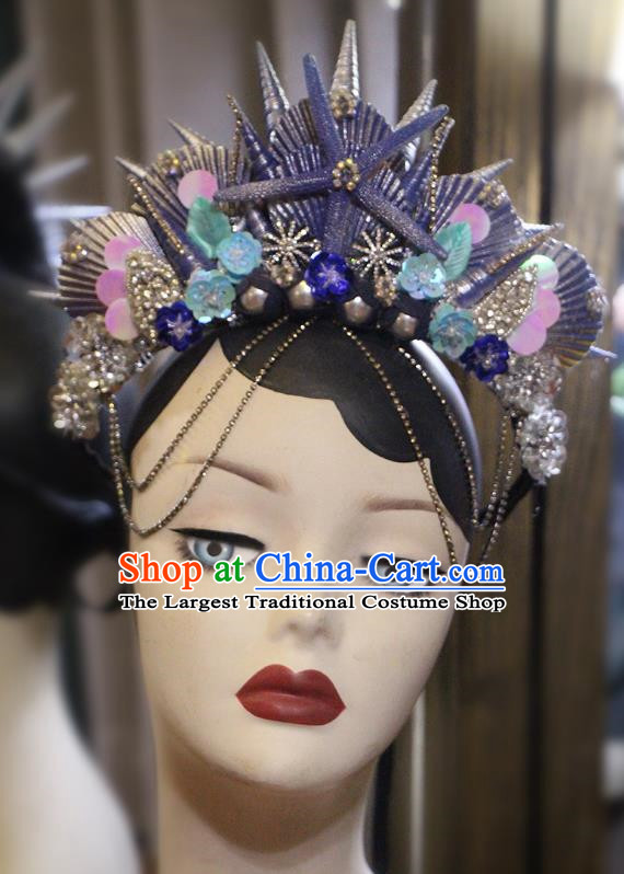 Natural Shell Mermaid Crown Series Fantasy Mermaid Crown Headdress Purple Shell Crown