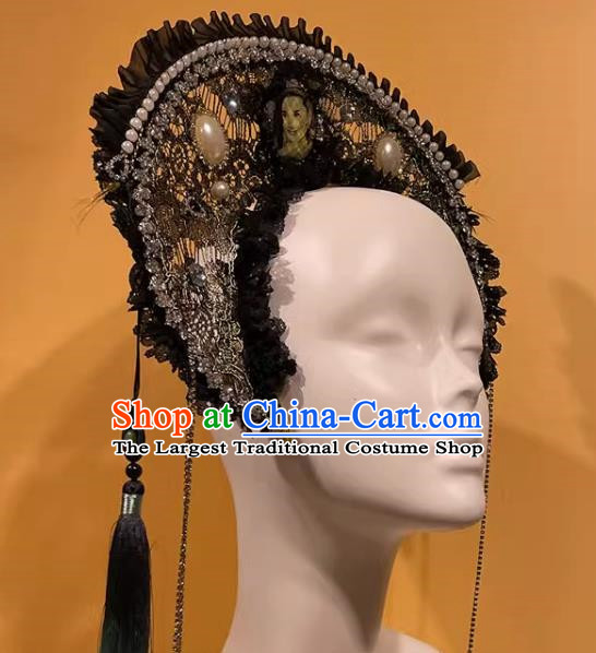 Our Lady's Crown Halo Headdress Exaggerated Design Catwalk Makeup Modeling Pearl Decoration